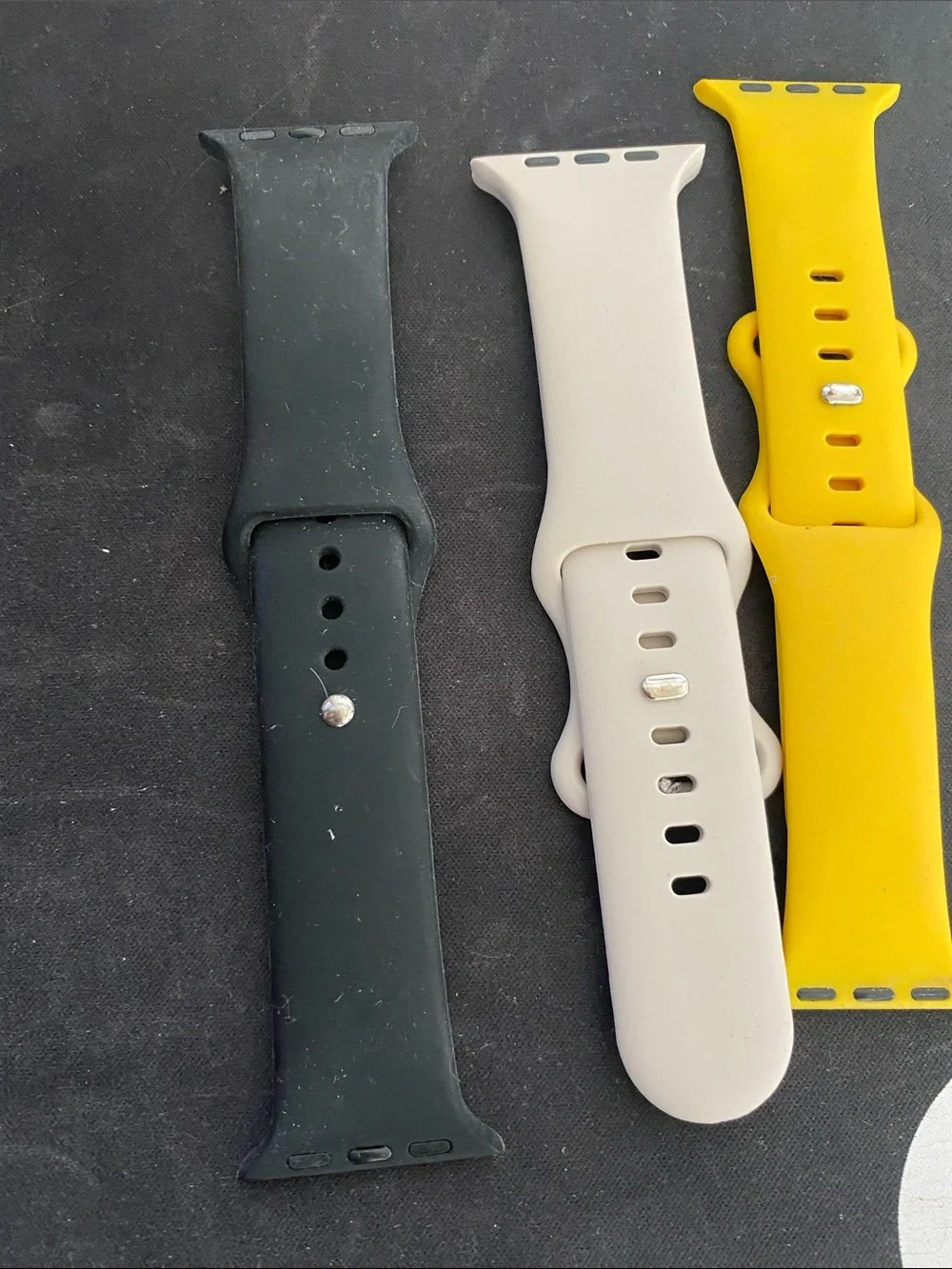 Silicone Smartwatch Bands — Black, Light Gray, Yellow